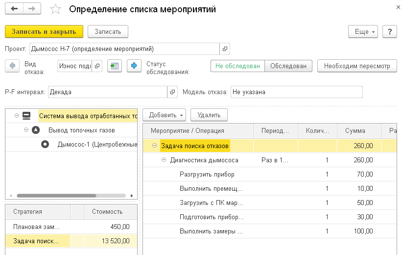 Определение списка RCM-мероприятий